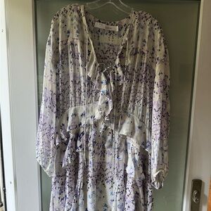 IRO Abstract Patterned Dress in Purple and White